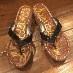 Sam Edelman thong cork wedge shoes